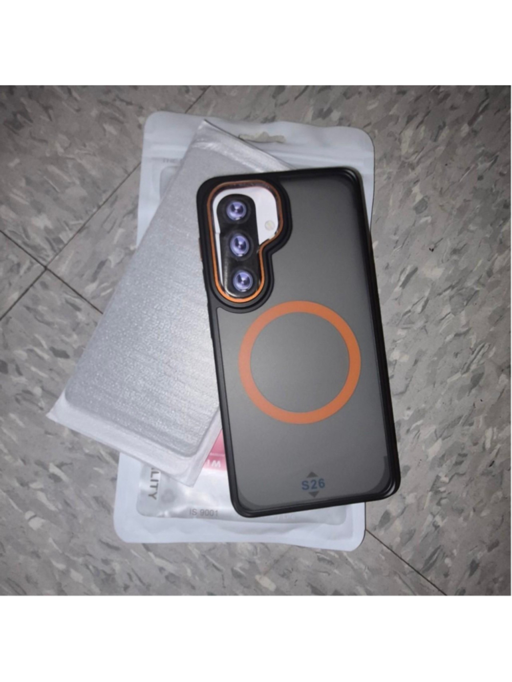 Black & orange phone case and screen protectors #phonecase #colorful for a galax